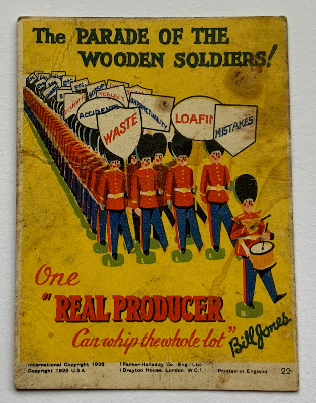 1928 Propaganda card by Parker Halladay USA The parade of the wooden soldiers